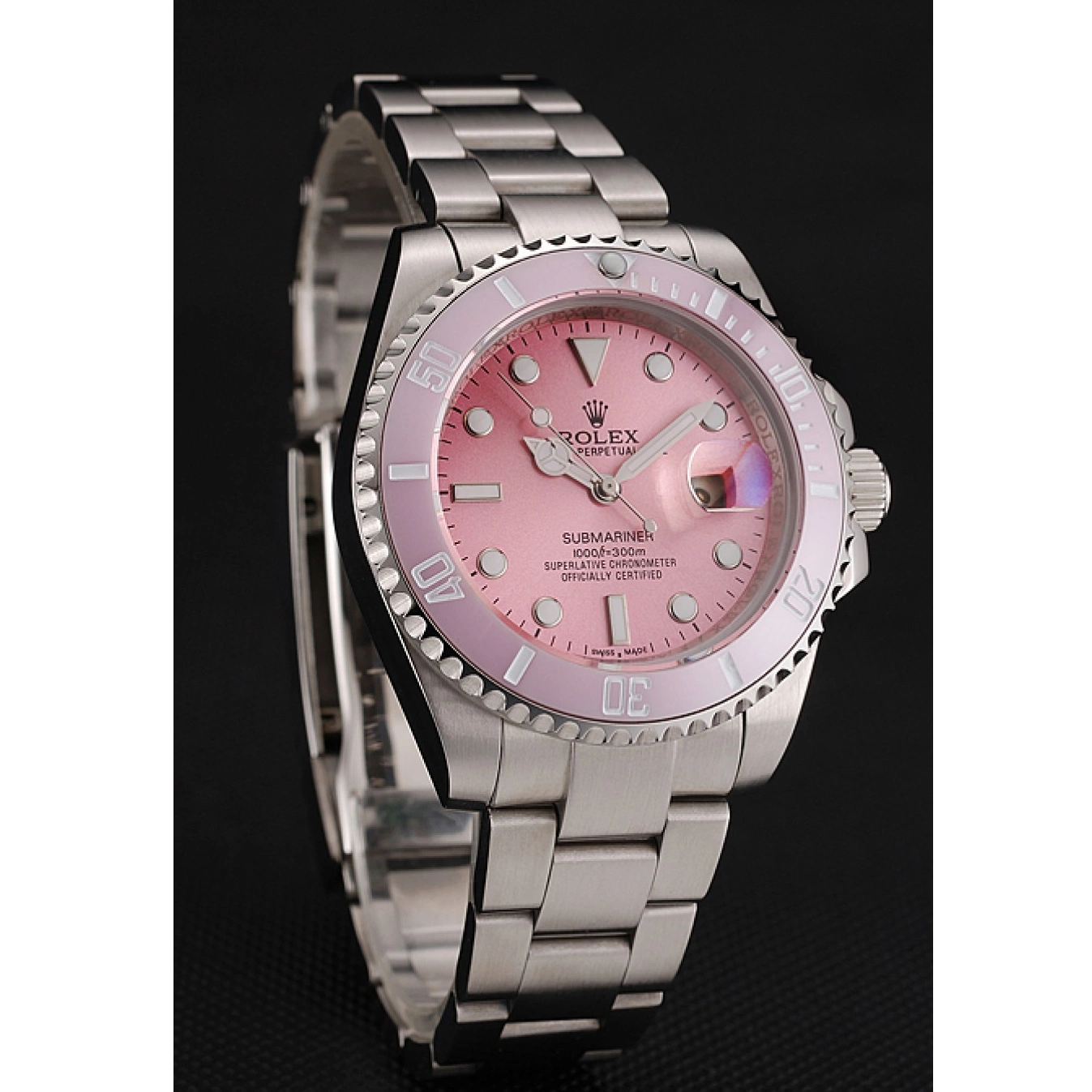 AAA replica watch Pink Steel Rolex Pink Submariner 1453865 Bracelet Bezel Dial Stainless 0612